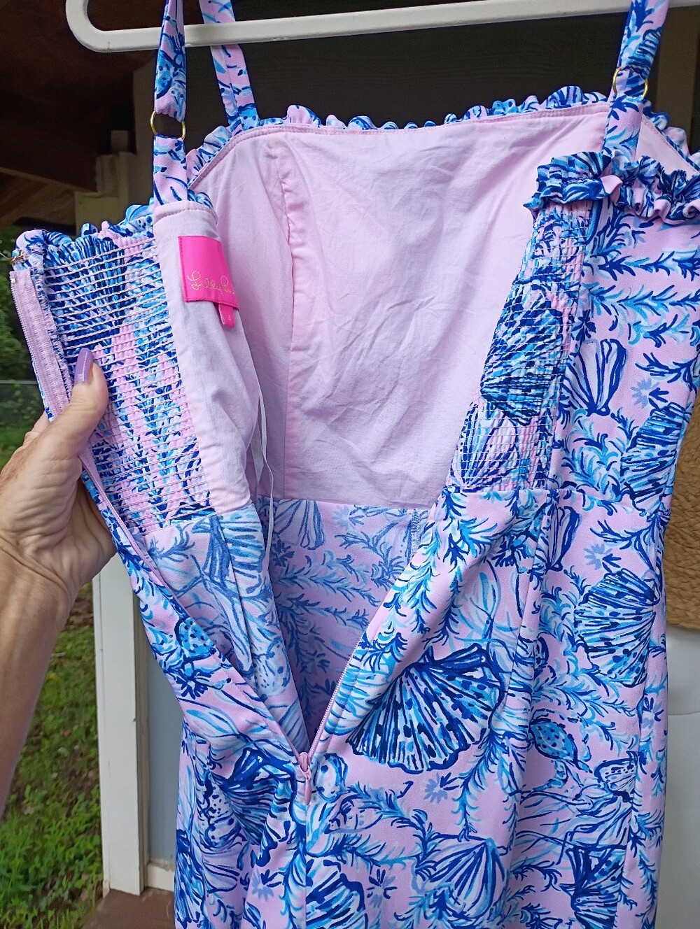 LILLY PULITZER SZ 4 NWOT ZENON RUFFLE MAGNOLIA LILAC ROMPER SLEEVELESS - Picture 8 of 9